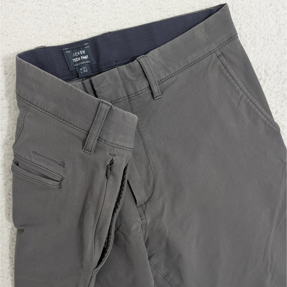 J CREW Men's‎ Gray 484 Slim-Fit Tech Chino Pants 31X32 Zip Pocket Nylon Stretch